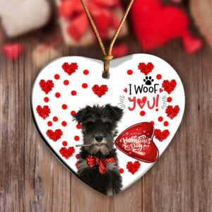 Miniature Schnauzer Happy Valentine’s Day Ornament, Christmas…