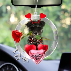 Miniature Schnauzer With Rose & Heart Balloon…