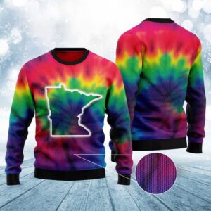 Minnesota Nice Tie Dye Ugly Christmas Sweater,…