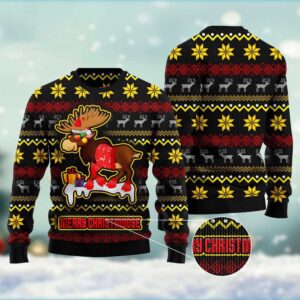 Moose Ugly Christmas Sweater, Christmas Sweater, Ugly…