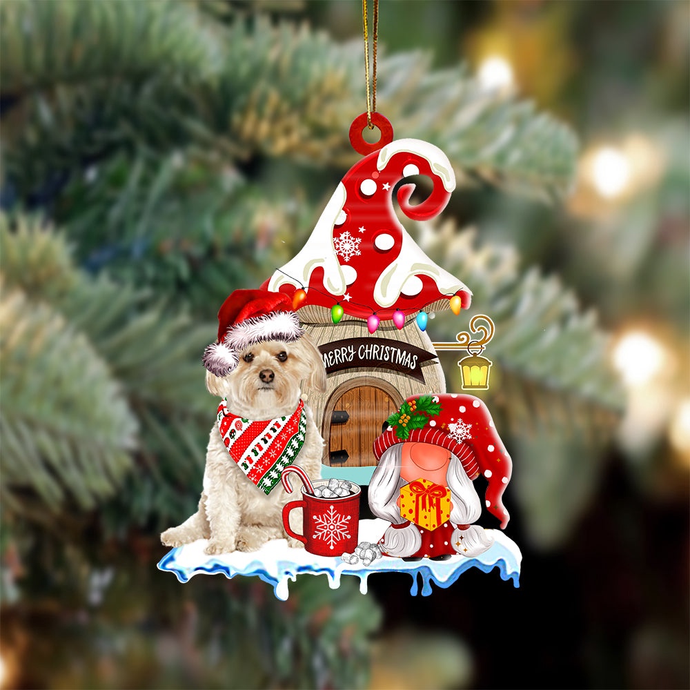 Morkie With Mushroom House Christmas Ornament, Christmas Ornament, Dog Ornament, Xmas Dog Ornaments Morkie With Mushroom House Christmas Ornament, Christmas Ornament, Dog Ornament, Xmas Dog Ornaments