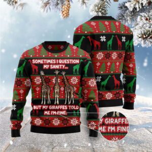 My Sanity Question Giraffe Ugly Christmas Sweater,…