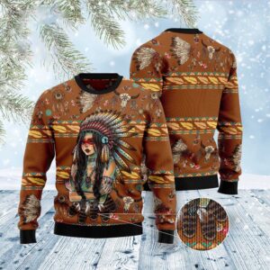 Native American Girl Ugly Christmas Sweater, Christmas…