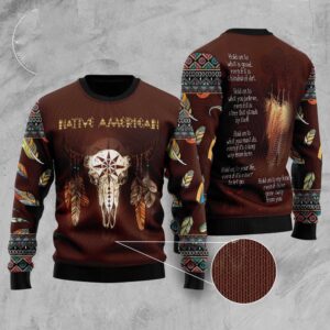 Native Skull Ugly Christmas Sweater, Christmas Sweater,…