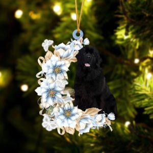 Newfoundland Flowers Moon Ornament, Christmas Ornament, Dog…