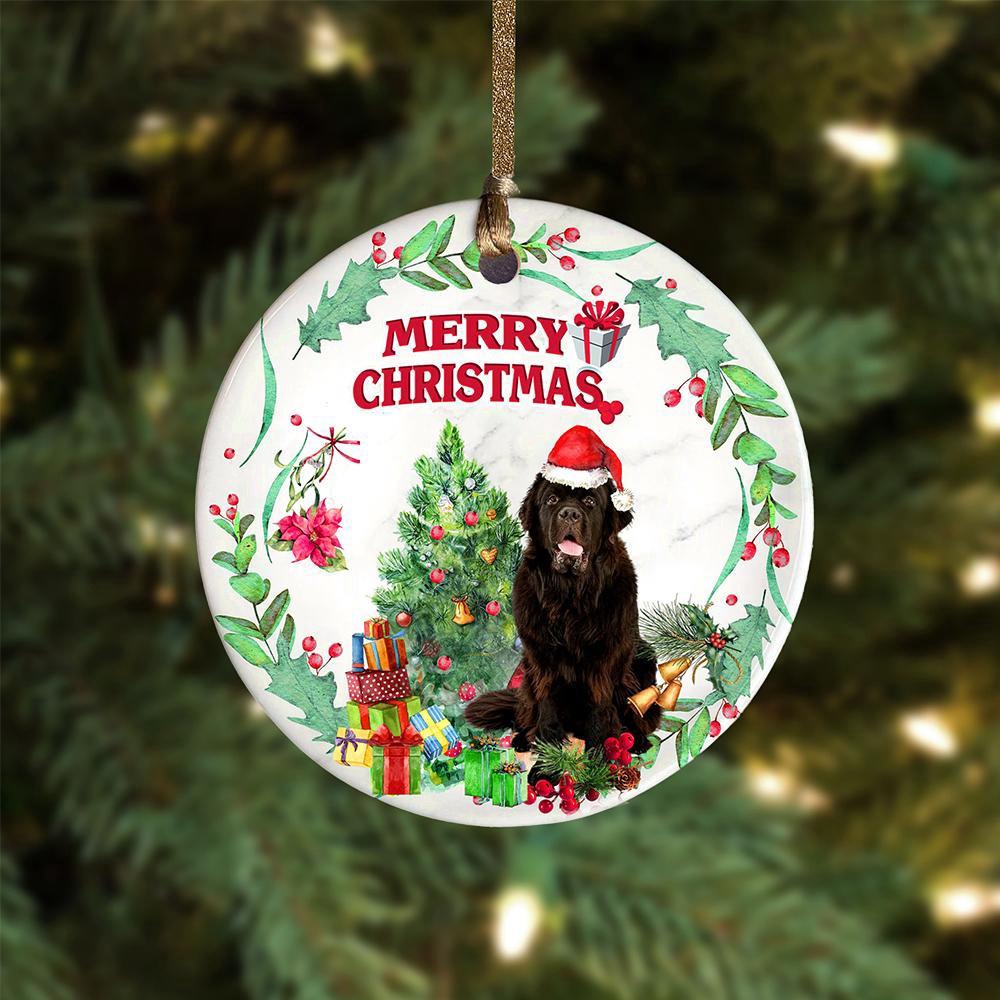 Newfoundland Tree Merry Christmas Ornament, Christmas Ornament, Dog Ornament, Xmas Dog Ornaments Newfoundland Tree Merry Christmas Ornament, Christmas Ornament, Dog Ornament, Xmas Dog Ornaments