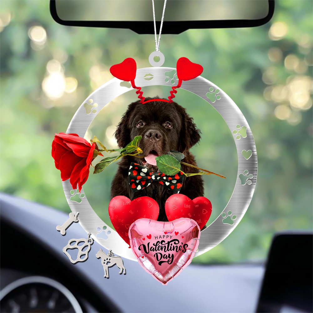 Newfoundland With Rose & Heart Balloon Ornament, Christmas Ornament, Dog Ornament, Xmas Dog Ornaments Newfoundland With Rose & Heart Balloon Ornament, Christmas Ornament, Dog Ornament, Xmas Dog Ornaments
