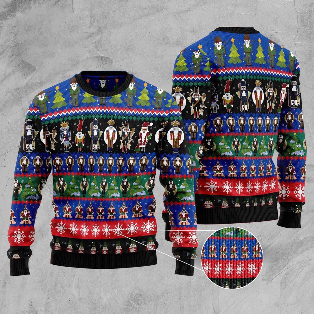 Nutcracker Cute Christmas All Over Print Ugly Christmas Sweater, Christmas Sweater, Ugly Sweater, Funny Xmas Sweaters