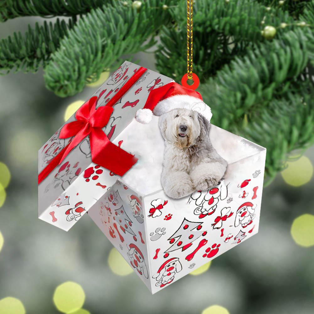Old-English-Sheepdog In Gift Box Christmas Ornament, Christmas Ornament, Dog Ornament, Xmas Dog Ornaments Old-English-Sheepdog In Gift Box Christmas Ornament, Christmas Ornament, Dog Ornament, Xmas Dog Ornaments