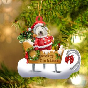 Old English Sheepdog Merry Christmas Ornament, Christmas…