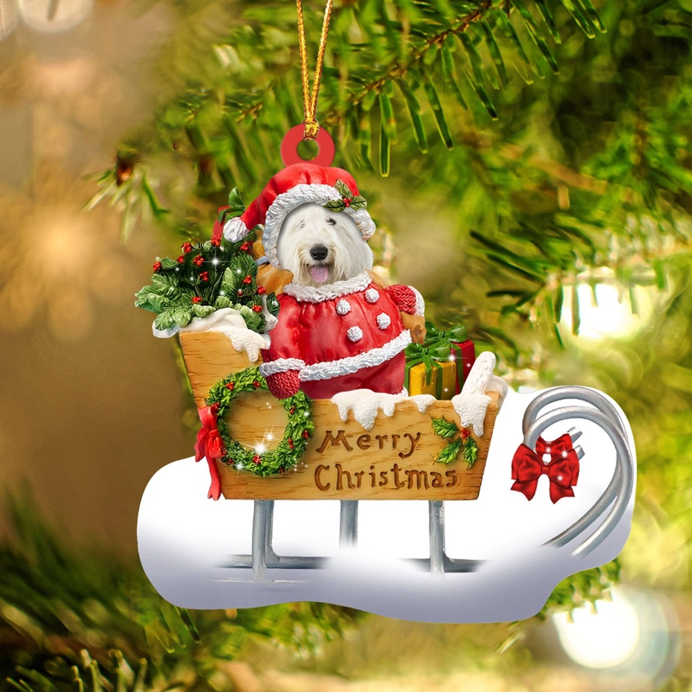 Old English Sheepdog Merry Christmas Ornament, Christmas Ornament, Dog Ornament, Xmas Dog Ornaments Old English Sheepdog Merry Christmas Ornament, Christmas Ornament, Dog Ornament, Xmas Dog Ornaments