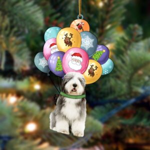 Old English Sheepdog With Balloons Christmas Ornament,…