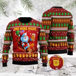 One More Night Beer Ugly Christmas Sweater,…