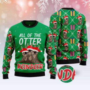 Otter Reindeer Ugly Christmas Sweater, Christmas Sweater,…