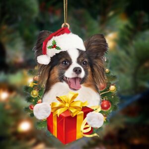 Papillon-Dogs give gifts Hanging Ornament, Christmas Ornament,…
