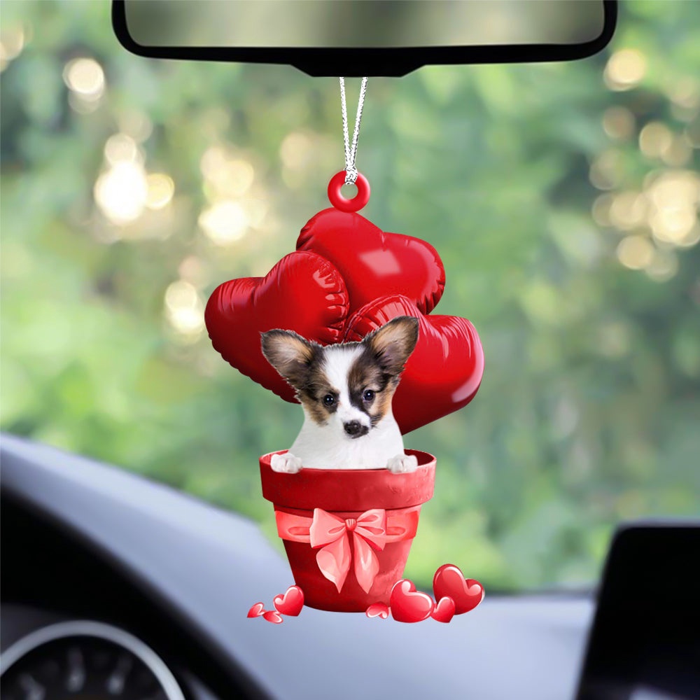 Papillon Red Heart Balloon Ornament, Christmas Ornament, Dog Ornament, Xmas Dog Ornaments Papillon Red Heart Balloon Ornament, Christmas Ornament, Dog Ornament, Xmas Dog Ornaments