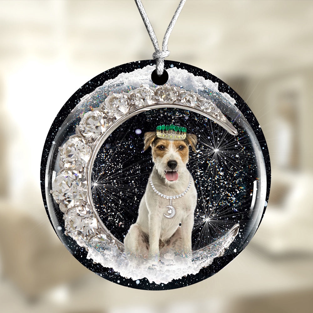 Parson-Russell-Terrier With Crown Diamond Ornament, Christmas Ornament, Dog Ornament, Xmas Dog Ornaments Parson-Russell-Terrier With Crown Diamond Ornament, Christmas Ornament, Dog Ornament, Xmas Dog Ornaments