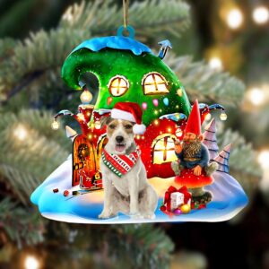 Parson Russell Terrier With Rudolph’s House Christmas…