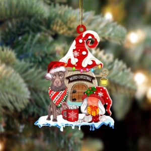 Patterdale-Terrier With Mushroom House Christmas Ornament, Christmas…