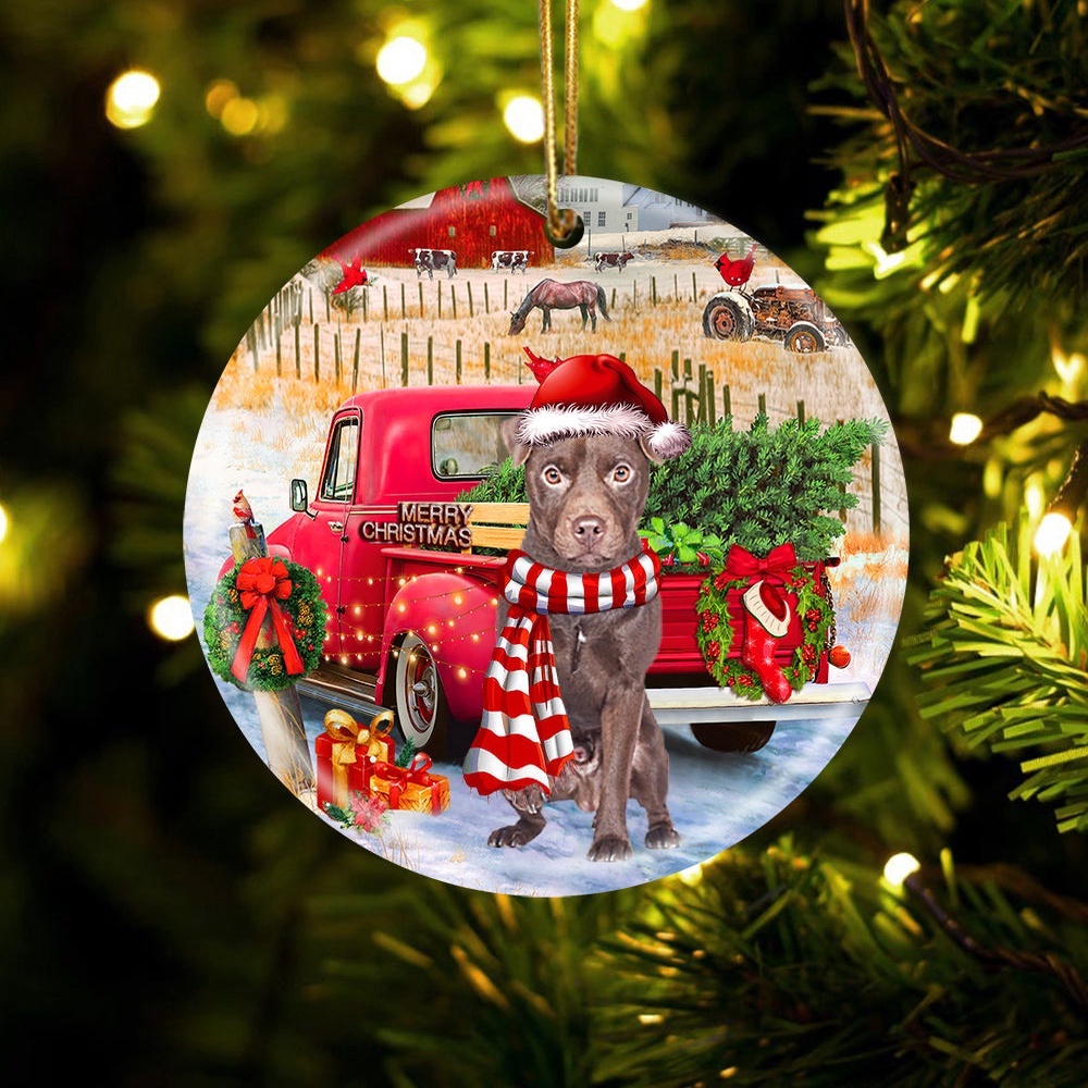 Patterdale Terrier With Red Truck Christmas Ornament, Christmas Ornament, Dog Ornament, Xmas Dog Ornaments Patterdale Terrier With Red Truck Christmas Ornament, Christmas Ornament, Dog Ornament, Xmas Dog Ornaments