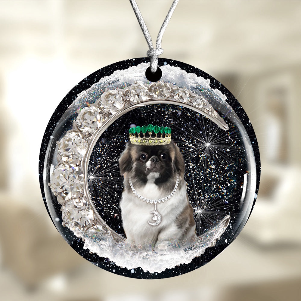 Pekingese With Crown Diamond Ornament, Christmas Ornament, Dog Ornament, Xmas Dog Ornaments Pekingese With Crown Diamond Ornament, Christmas Ornament, Dog Ornament, Xmas Dog Ornaments