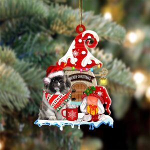 Pekingese With Mushroom House Christmas Ornament, Christmas…