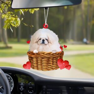 Pekingese With Rose & Heart Ornament, Christmas…