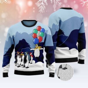 Penguin Christmas Balloon Ugly Christmas Sweater, Christmas…