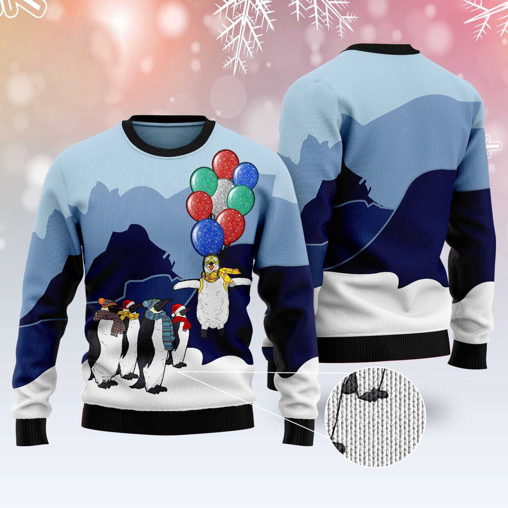Penguin Christmas Balloon Ugly Christmas Sweater, Christmas Sweater, Ugly Sweater, Funny Xmas Sweaters Penguin Christmas Balloon Ugly Christmas Sweater, Christmas Sweater, Ugly Sweater, Funny Xmas Sweaters