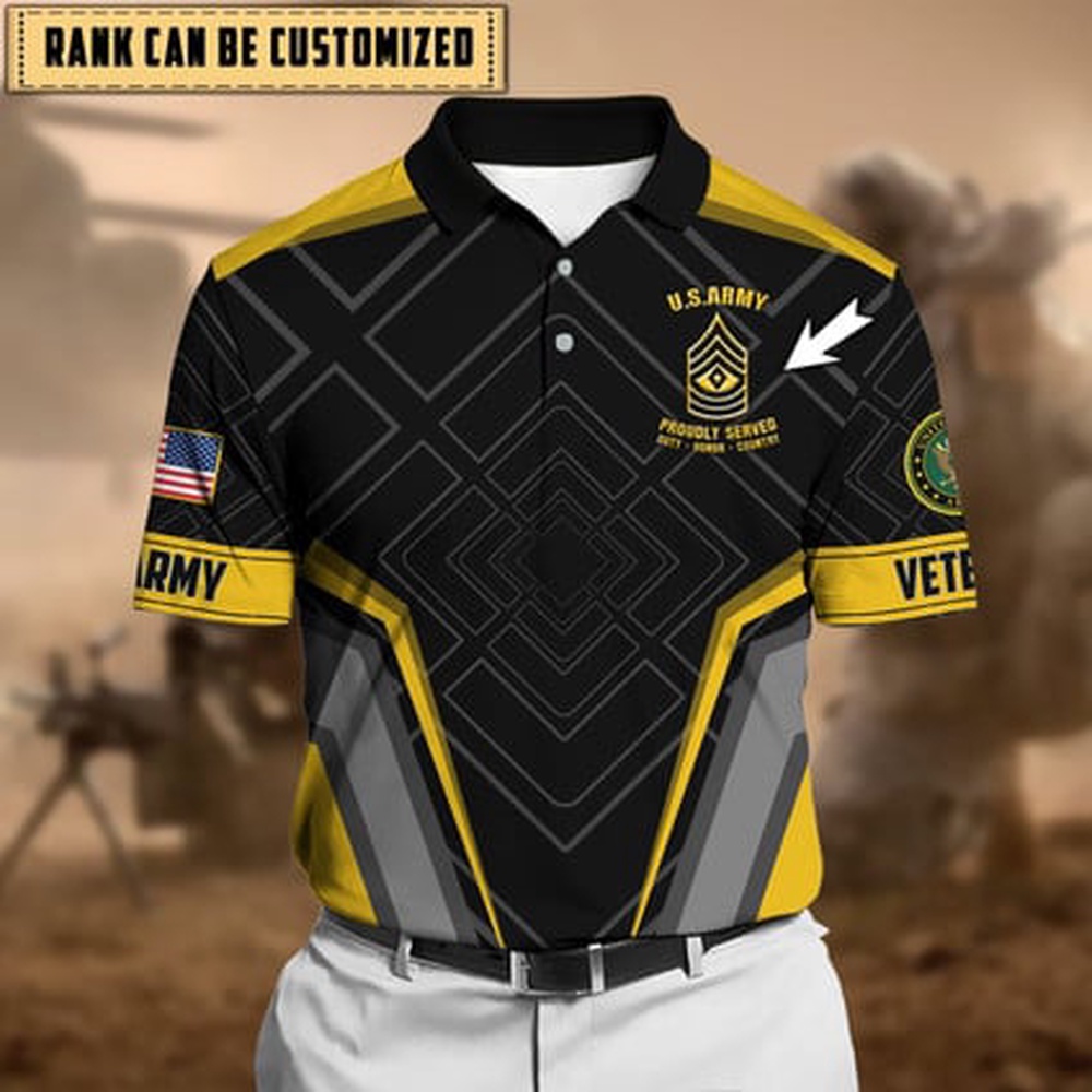 Personalised US Army Service Veteran Polo Shirt, Veteran Polo Shirt, Military Polo Shirt Personalised US Army Service Veteran Polo Shirt, Veteran Polo Shirt, Military Polo Shirt