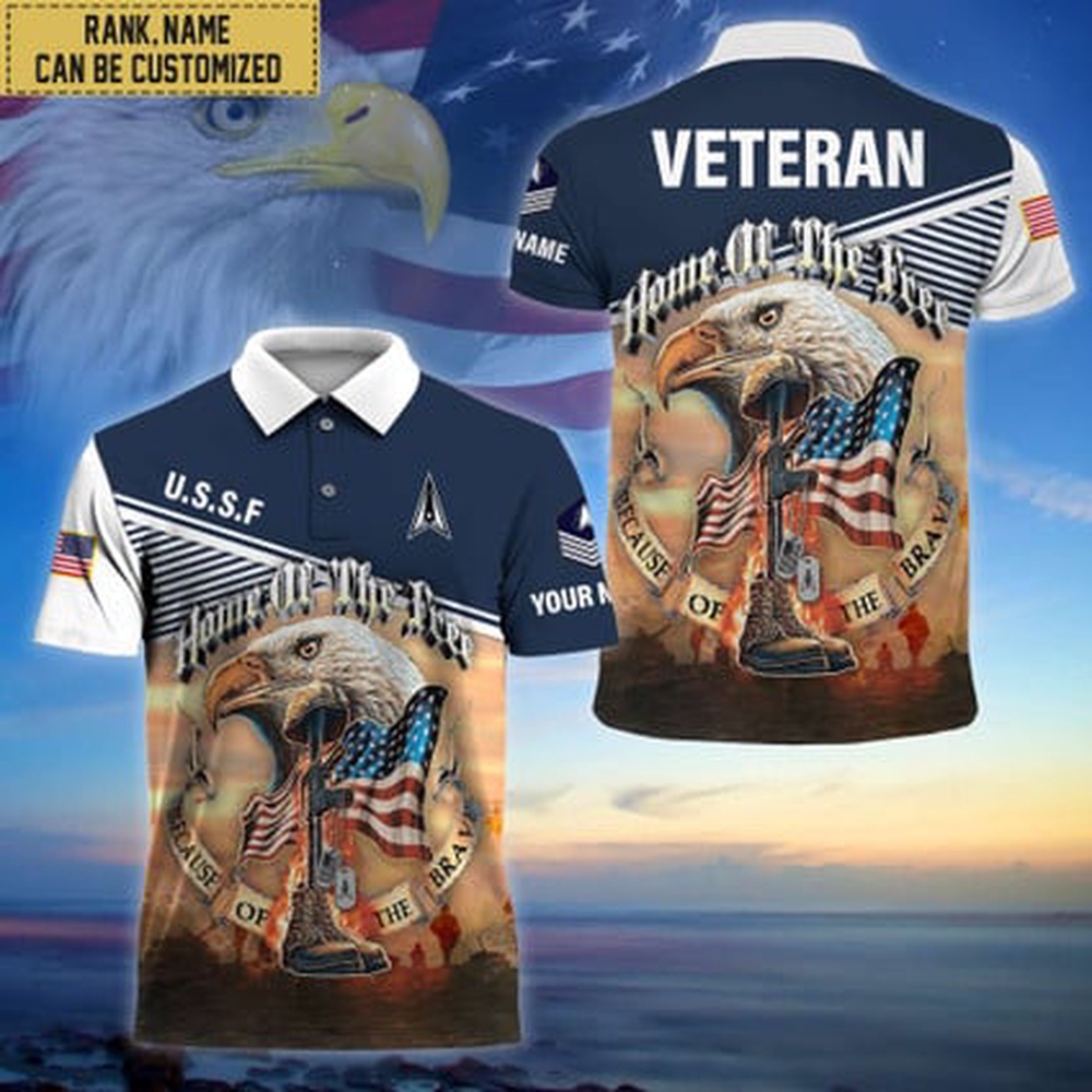 Personalized US Space Force  Veterans Polo Shirt, Veteran Polo Shirt, Military Polo Shirt