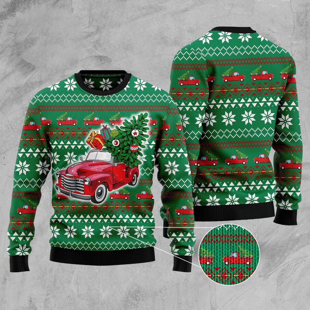 Pickup Truck Ugly Christmas Sweater, Christmas Sweater, Ugly Sweater, Funny Xmas Sweaters