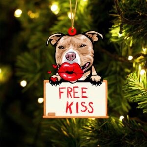 Pit-Bull Free Kiss Christmas Ornament, Christmas Ornament,…