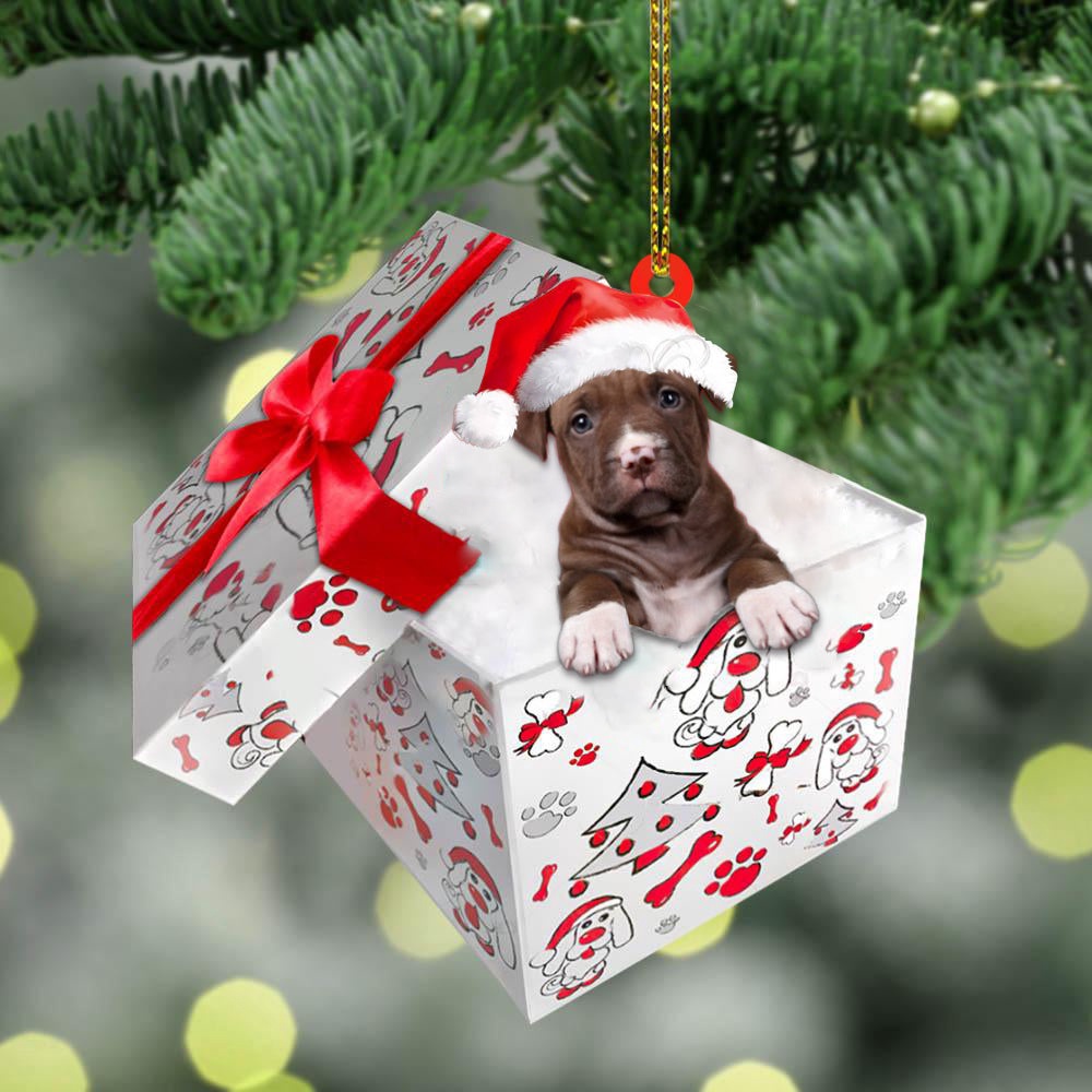 Pit-bull In Gift Box Christmas Ornament, Christmas Ornament, Dog Ornament, Xmas Dog Ornaments Pit-bull In Gift Box Christmas Ornament, Christmas Ornament, Dog Ornament, Xmas Dog Ornaments