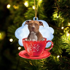 Pitbull On The Cup Christmas Ornament, Christmas…