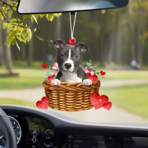 Pitbull With Rose & Heart Ornament, Christmas…