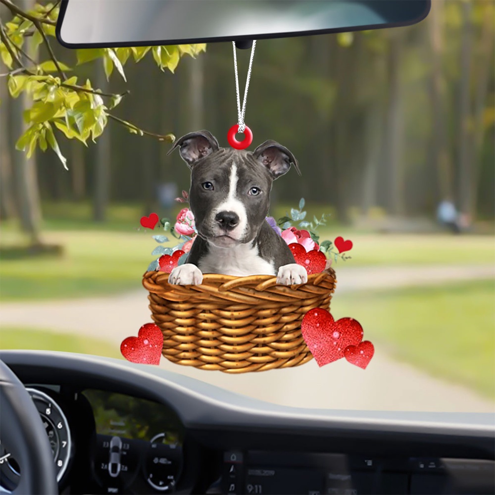 Pitbull With Rose & Heart Ornament, Christmas Ornament, Dog Ornament, Xmas Dog Ornaments Pitbull With Rose & Heart Ornament, Christmas Ornament, Dog Ornament, Xmas Dog Ornaments