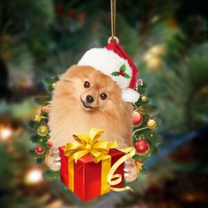 Pomeranian-Dogs give gifts Hanging Ornament, Christmas Ornament,…