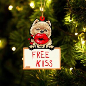 Pomeranian Free Kiss Christmas Ornament, Christmas Ornament,…