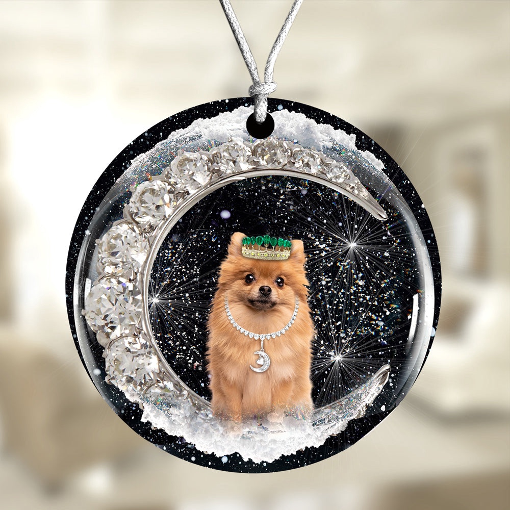 Pomeranian With Crown Diamond Ornament, Christmas Ornament, Dog Ornament, Xmas Dog Ornaments Pomeranian With Crown Diamond Ornament, Christmas Ornament, Dog Ornament, Xmas Dog Ornaments