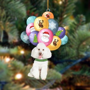 Poodle 2 With Balloons Christmas Ornament, Christmas…