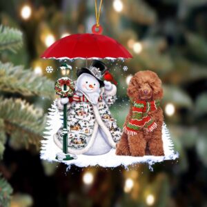 Poodle 3 With Snowman Christmas Ornament, Christmas…