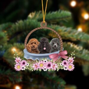 Poodle Dogs In The Basket Ornament, Christmas…