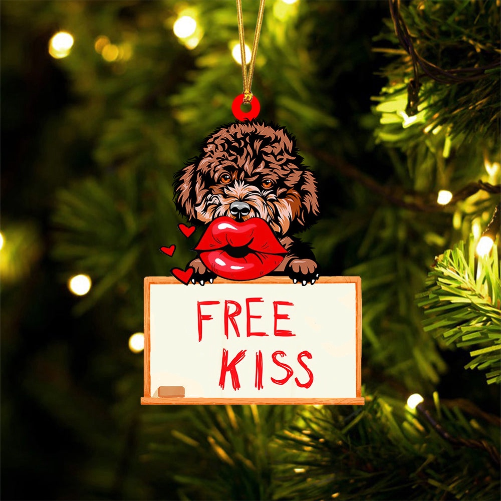 Poodle Free Kiss Christmas Ornament, Christmas Ornament, Dog Ornament, Xmas Dog Ornaments Poodle Free Kiss Christmas Ornament, Christmas Ornament, Dog Ornament, Xmas Dog Ornaments