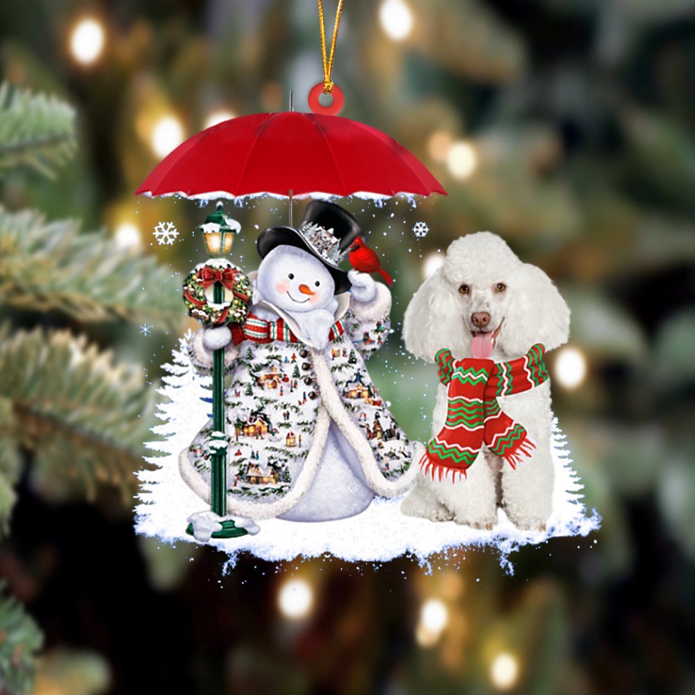Poodle With Snowman Christmas Ornament, Christmas Ornament, Dog Ornament, Xmas Dog Ornaments Poodle With Snowman Christmas Ornament, Christmas Ornament, Dog Ornament, Xmas Dog Ornaments