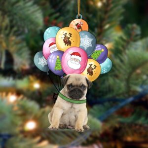 Pug(2) With Balloons Christmas Ornament, Christmas Ornament,…