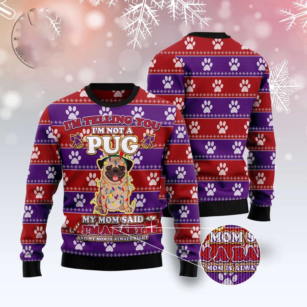 Pug Baby Christmas Ugly Christmas Sweater, Dog Ugly Christmas Sweater, Ugly Dog Sweaters