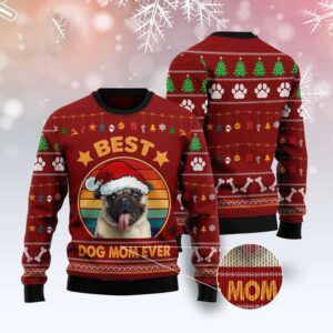 Pug Best Dog Mom Ever Ugly Christmas…