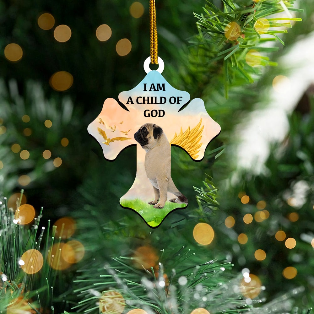 Pug Child Of God Ornament, Christmas Ornament, Dog Ornament, Xmas Dog Ornaments Pug Child Of God Ornament, Christmas Ornament, Dog Ornament, Xmas Dog Ornaments