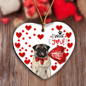 Pug Happy Valentine’s Day Ornament, Christmas Ornament,…